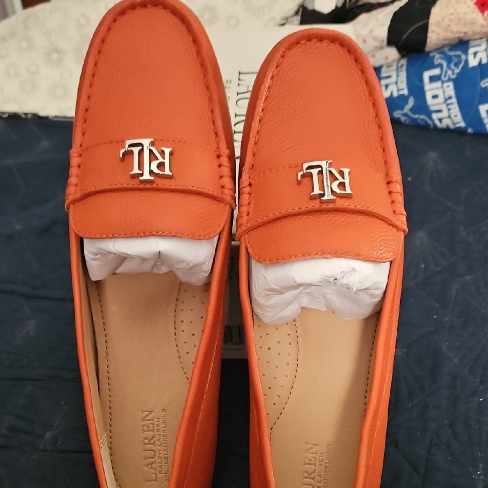 NWT Ralph Lauren Barnsbury Rust Orange Loafers Flats Shoes